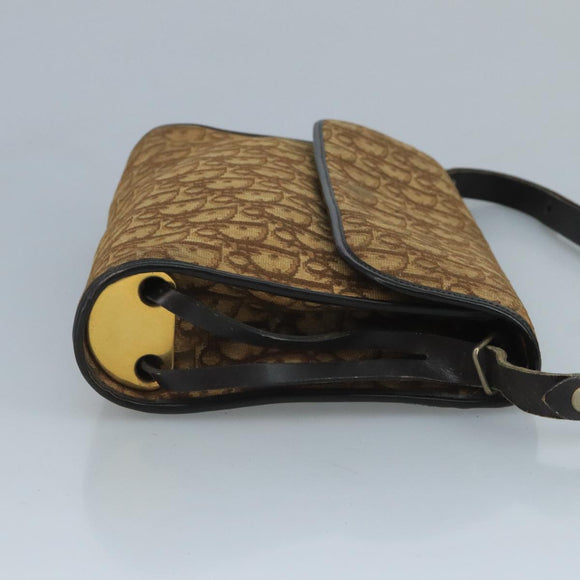 Christian Dior Trotter Canvas Shoulder Bag Brown Auth 111761