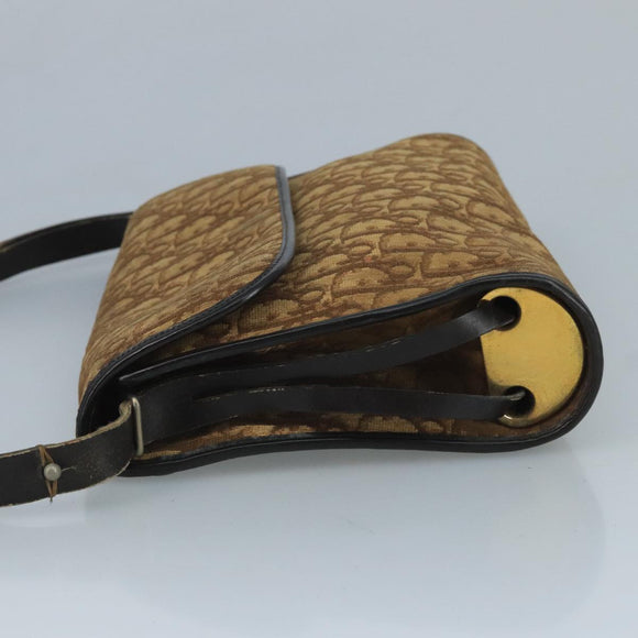 Christian Dior Trotter Canvas Shoulder Bag Brown Auth 111761
