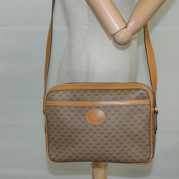 GUCCI Micro GG Supreme Shoulder Bag PVC Beige Auth 111808