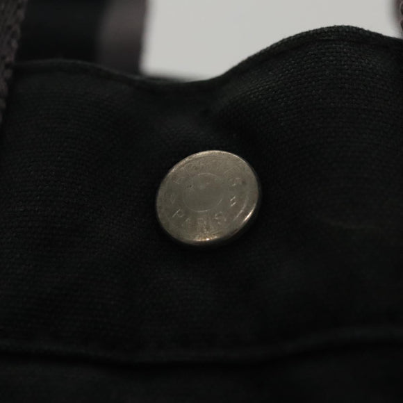 HERMES Fourre Tout PM Hand Bag Canvas Black Gray Silver Auth 111811
