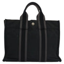 HERMES Fourre Tout PM Hand Bag Canvas Black Gray Silver Auth 111811-3