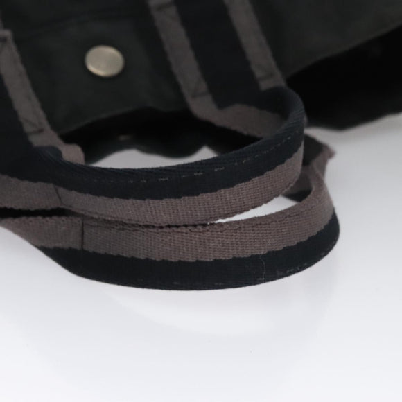 HERMES Fourre Tout PM Hand Bag Canvas Black Gray Silver Auth 111811