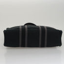 HERMES Fourre Tout PM Hand Bag Canvas Black Gray Silver Auth 111811-9