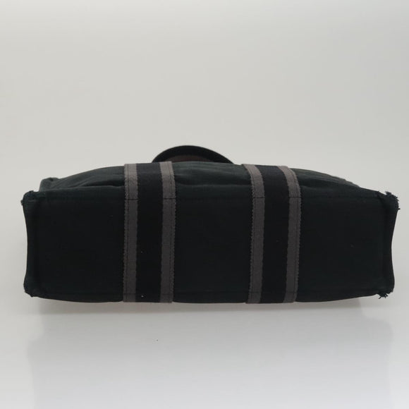 HERMES Fourre Tout PM Hand Bag Canvas Black Gray Silver Auth 111811