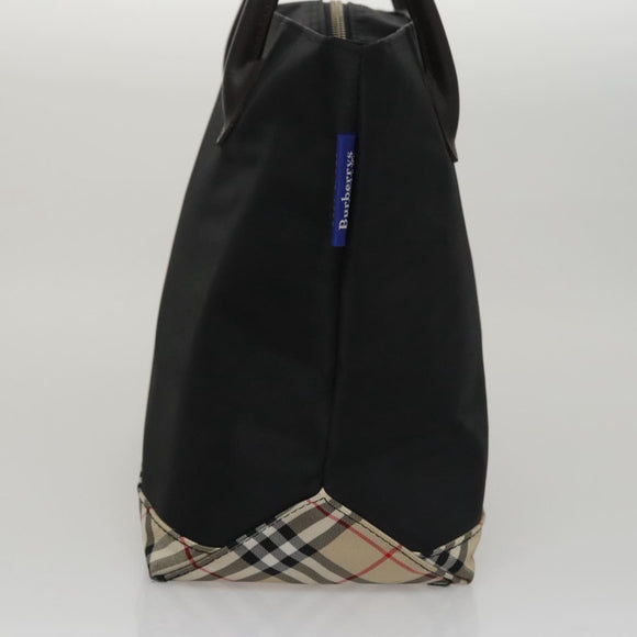 Burberrys Blue Label Hand Bag Nylon Black Auth 111813