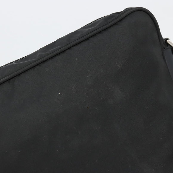 PRADA Shoulder Bag Nylon Black Silver Auth 111866