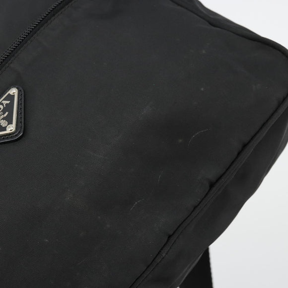 PRADA Shoulder Bag Nylon Black Silver Auth 111866
