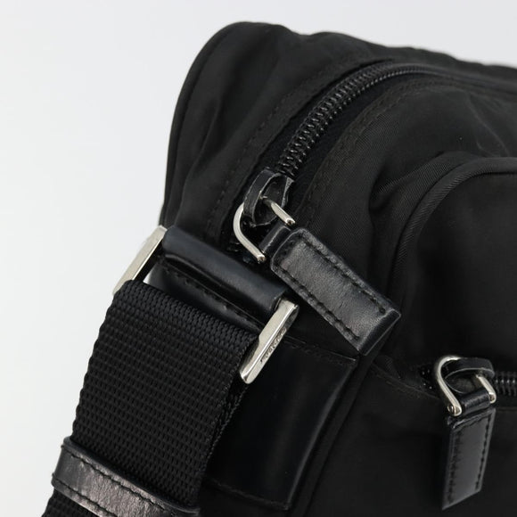 PRADA Shoulder Bag Nylon Black Silver Auth 111866