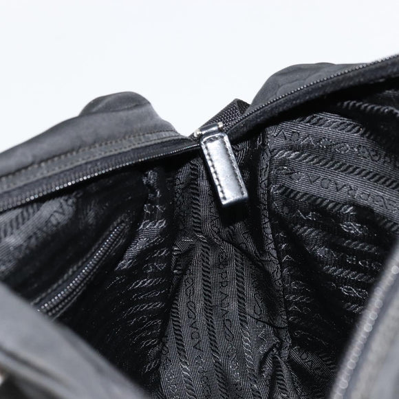 PRADA Shoulder Bag Nylon Black Silver Auth 111866