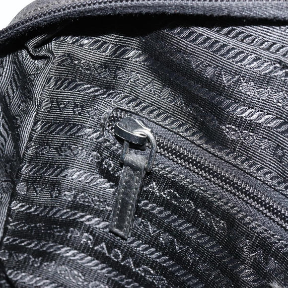 PRADA Shoulder Bag Nylon Black Silver Auth 111866