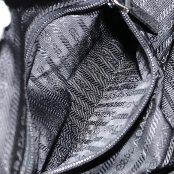 PRADA Shoulder Bag Nylon Black Silver Auth 111866