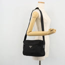 PRADA Shoulder Bag Nylon Black Silver Auth 111866-27