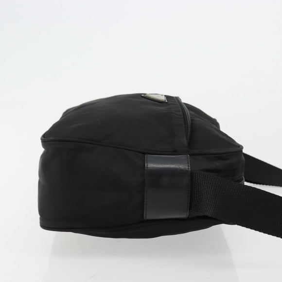 PRADA Shoulder Bag Nylon Black Silver Auth 111866