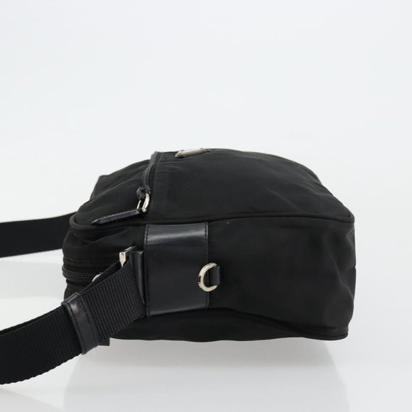 PRADA Shoulder Bag Nylon Black Silver Auth 111866