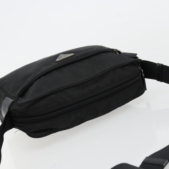 PRADA Shoulder Bag Nylon Black Silver Auth 111866