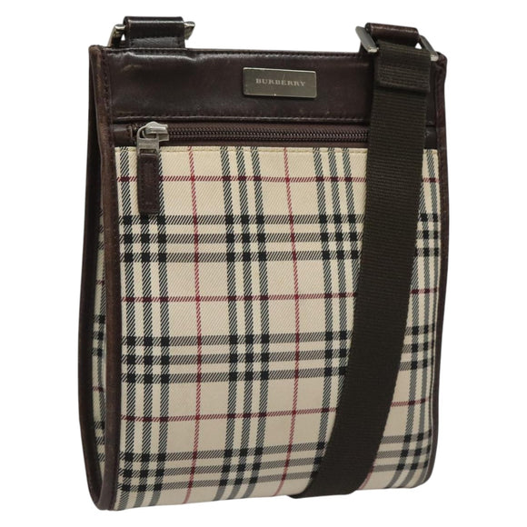 BURBERRY Nova Check Shoulder Bag Canvas Beige Auth 111876