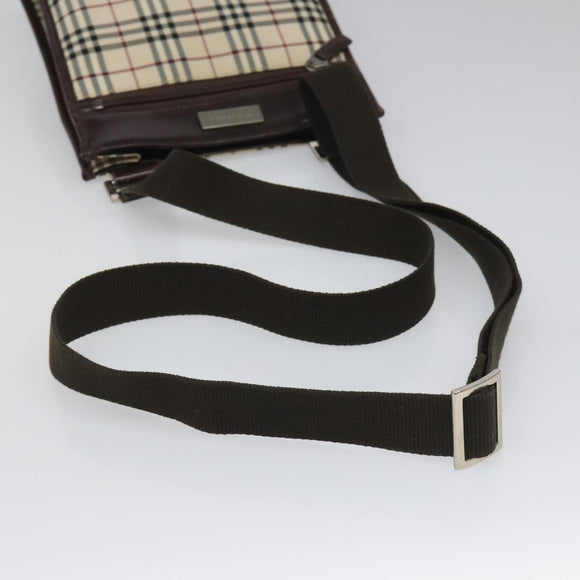 BURBERRY Nova Check Shoulder Bag Canvas Beige Auth 111876