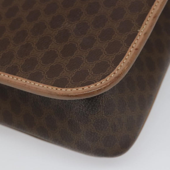 CELINE Macadam Canvas Shoulder Bag PVC Leather Brown Gold Auth 111880