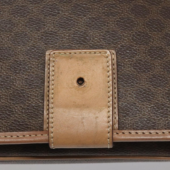 CELINE Macadam Canvas Shoulder Bag PVC Leather Brown Gold Auth 111880