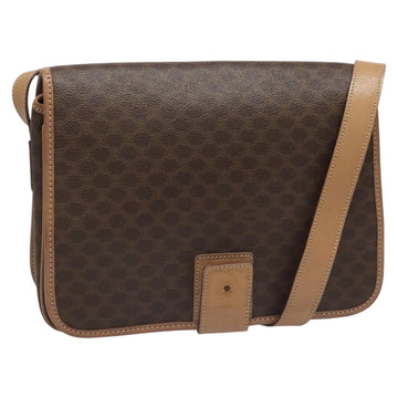 CELINE Macadam Canvas Shoulder Bag PVC Leather Brown Gold Auth 111880