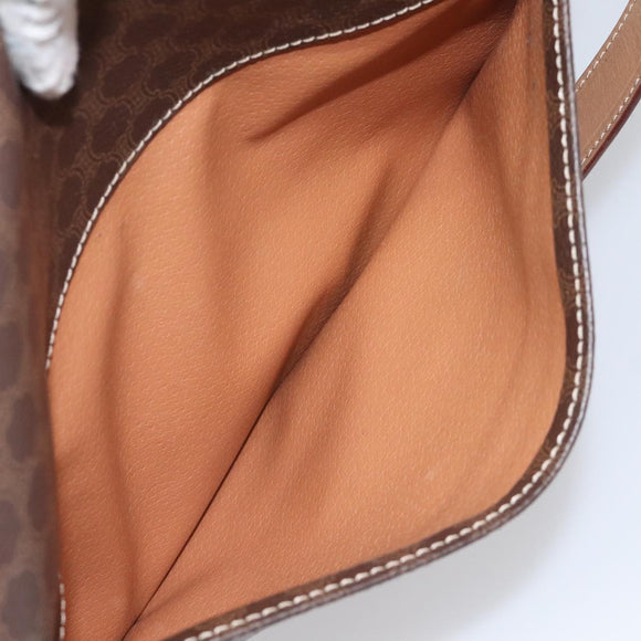 CELINE Macadam Canvas Shoulder Bag PVC Leather Brown Gold Auth 111880