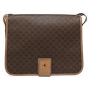 CELINE Macadam Canvas Shoulder Bag PVC Leather Brown Gold Auth 111880-13