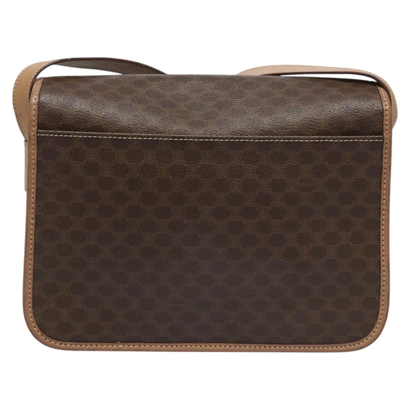 CELINE Macadam Canvas Shoulder Bag PVC Leather Brown Gold Auth 111880