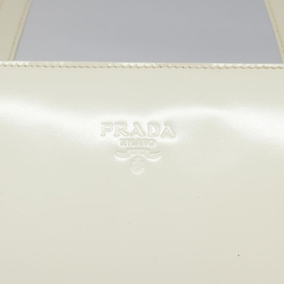 PRADA Hand Bag Patent leather White Auth 112079