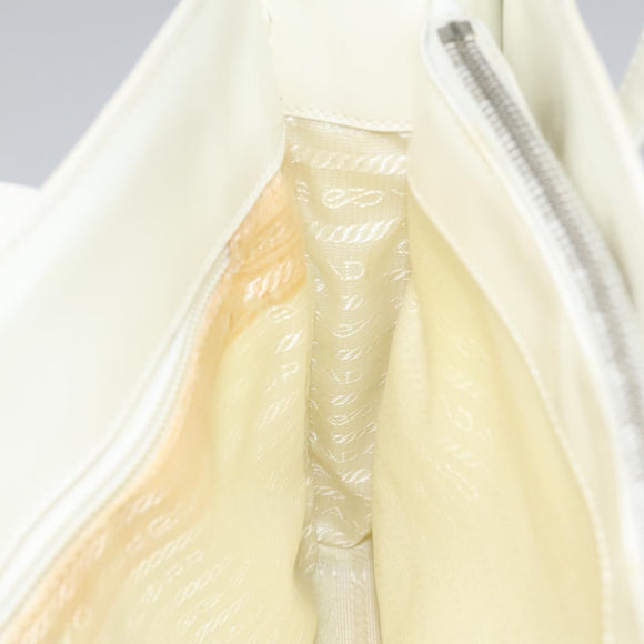 PRADA Hand Bag Patent leather White Auth 112079