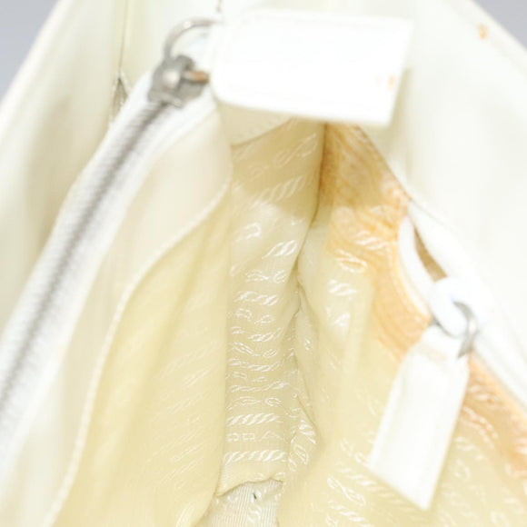 PRADA Hand Bag Patent leather White Auth 112079