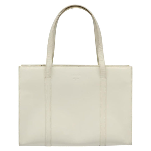 PRADA Hand Bag Patent leather White Auth 112079