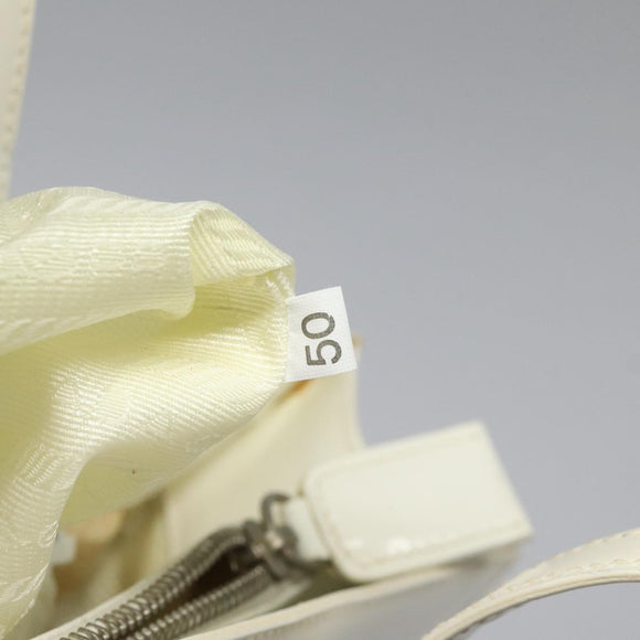 PRADA Hand Bag Patent leather White Auth 112079