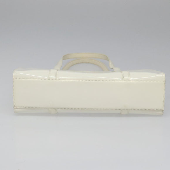 PRADA Hand Bag Patent leather White Auth 112079
