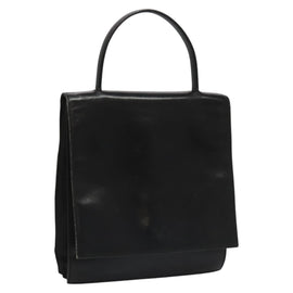 PRADA Hand Bag Nylon Leather Black Auth 112080