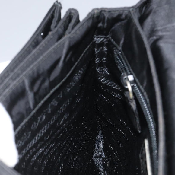 PRADA Hand Bag Nylon Leather Black Auth 112080