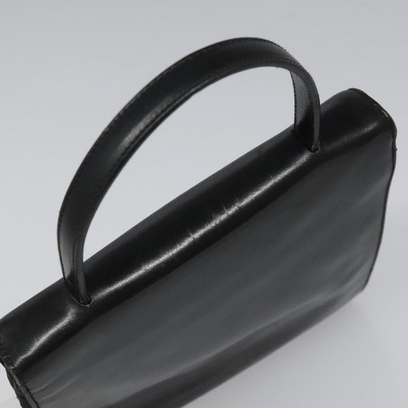 PRADA Hand Bag Nylon Leather Black Auth 112080