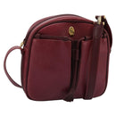 CARTIER Shoulder Bag Leather Red Gold Auth 112095-1