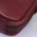CARTIER Shoulder Bag Leather Red Gold Auth 112095-9