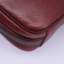 CARTIER Shoulder Bag Leather Red Gold Auth 112095-15