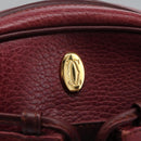 CARTIER Shoulder Bag Leather Red Gold Auth 112095-17