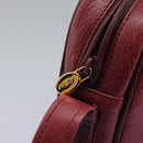 CARTIER Shoulder Bag Leather Red Gold Auth 112095-10