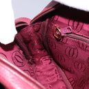 CARTIER Shoulder Bag Leather Red Gold Auth 112095-19