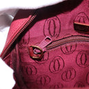 CARTIER Shoulder Bag Leather Red Gold Auth 112095-20