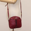 CARTIER Shoulder Bag Leather Red Gold Auth 112095-23