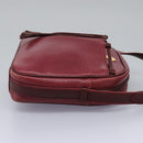CARTIER Shoulder Bag Leather Red Gold Auth 112095-4