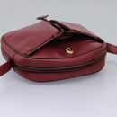 CARTIER Shoulder Bag Leather Red Gold Auth 112095-6