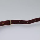 CARTIER Shoulder Bag Leather Red Gold Auth 112095-8