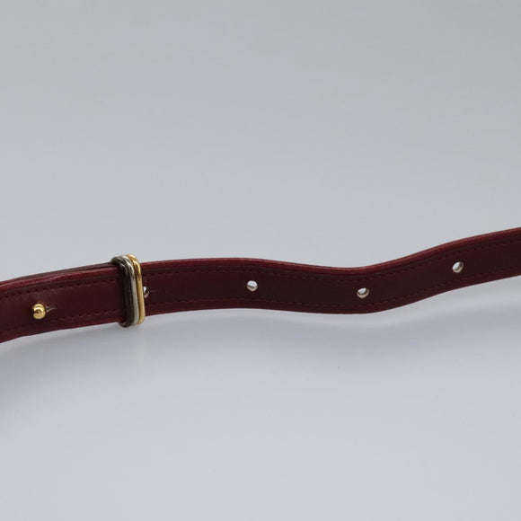 CARTIER Shoulder Bag Leather Red Gold Auth 112095