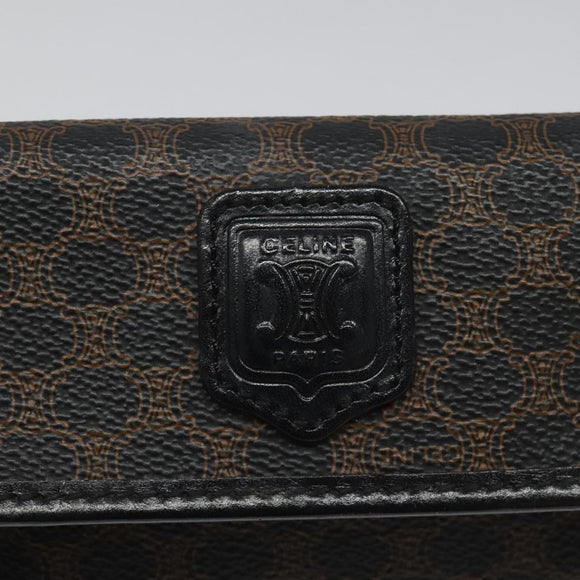 CELINE Macadam Canvas Pouch PVC Leather Black Auth 112106