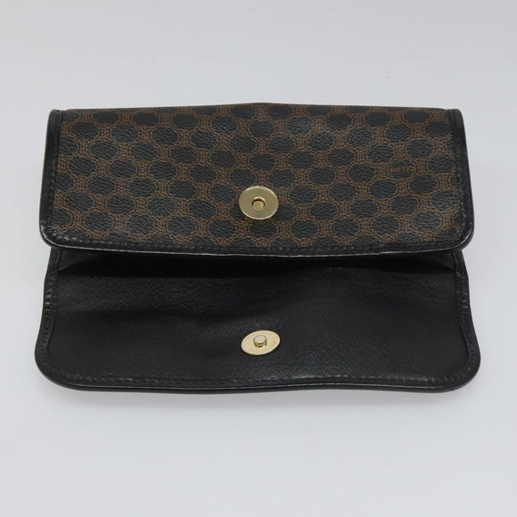 CELINE Macadam Canvas Pouch PVC Leather Black Auth 112106